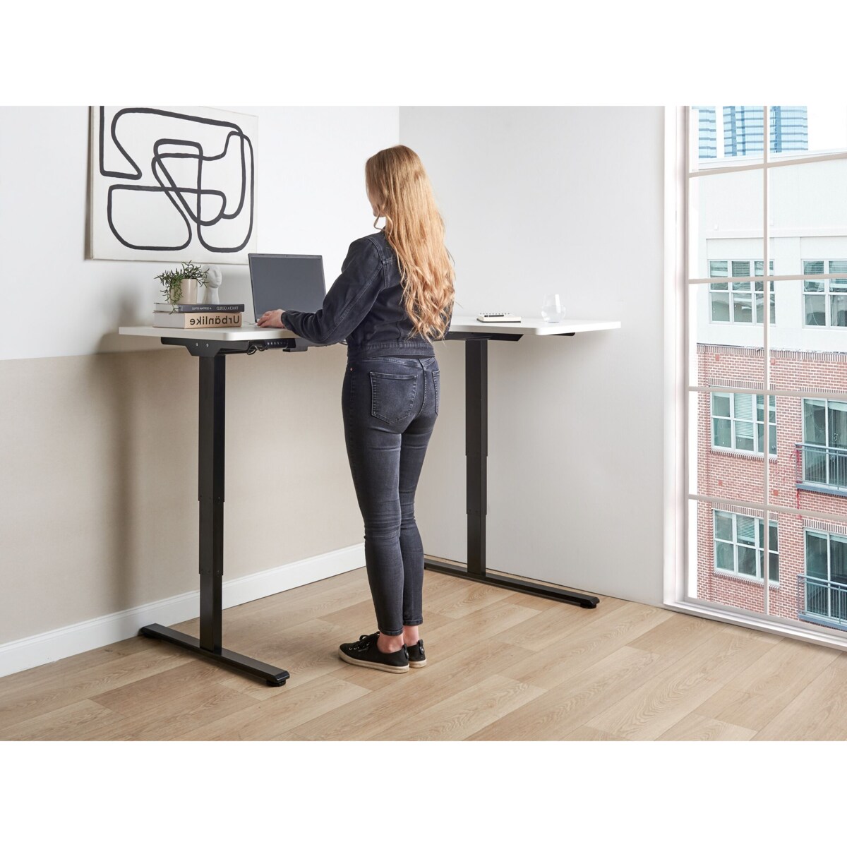 Biurko regulowane Elektryczny Prawostronny Biały DESTINES