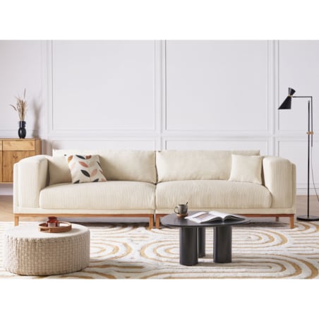 Sofa 4-osobowa sztruksowa beżowa VENG