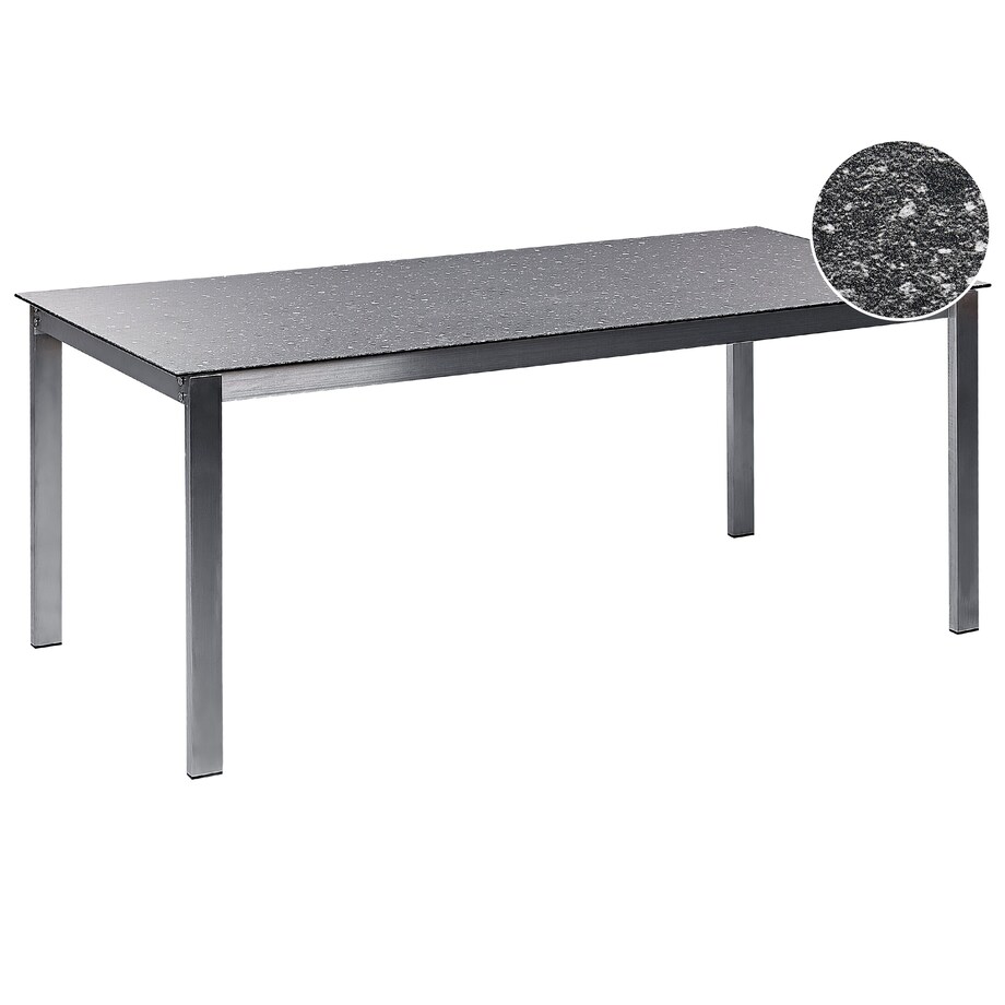 Stół ogrodowy COSOLETO 180 cm 90 cm Szkło Czarny