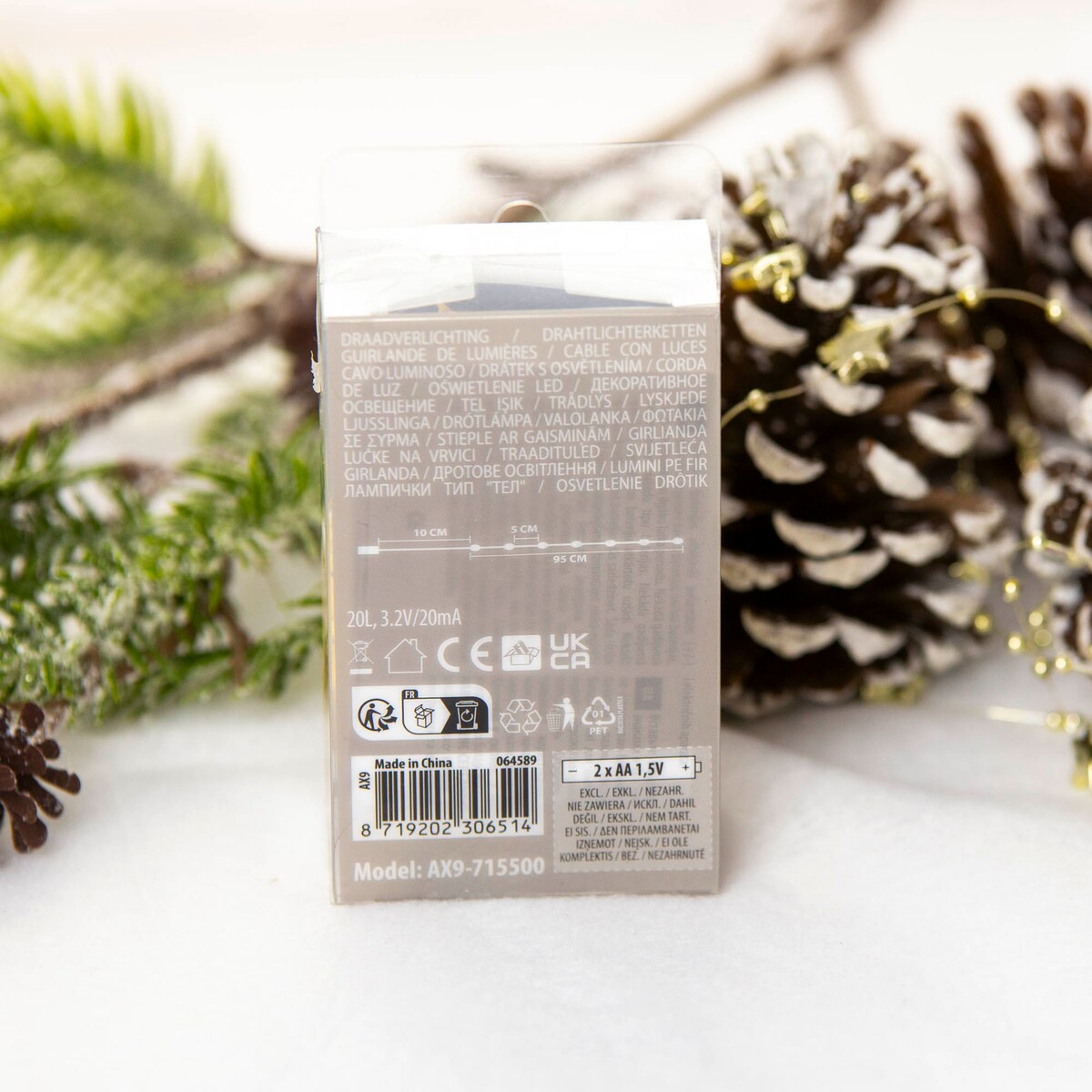 Lampki Druciki 20 Led Na Baterie Boże Narodzenie Ciepły Biały 95 Cm Kwiatki