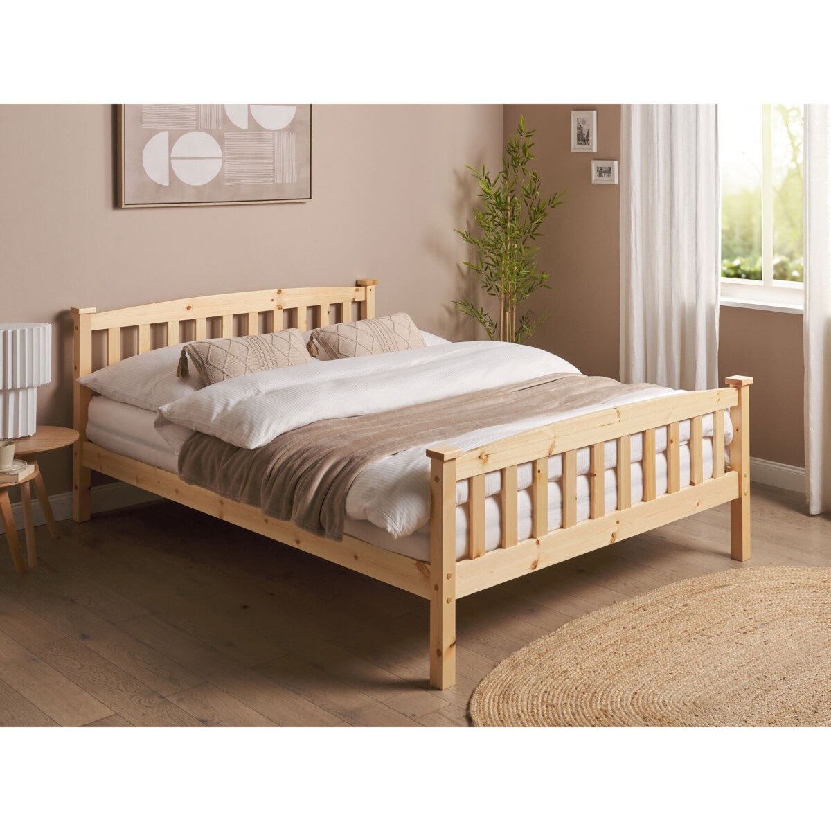 Łóżko drewniane 140 x 200 cm jasne GIVERNY