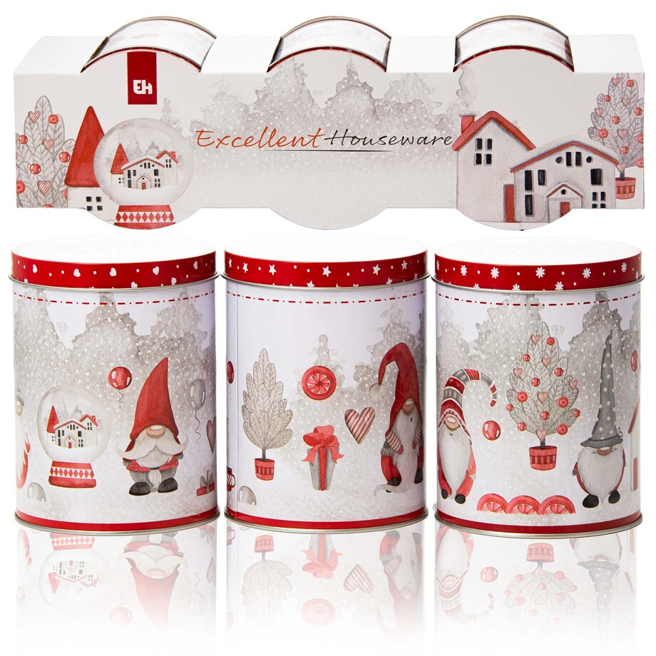 Puszka Na Ciastka Pierniki Herbatę Zestaw Świąteczne Boże Narodzenie Krasnale