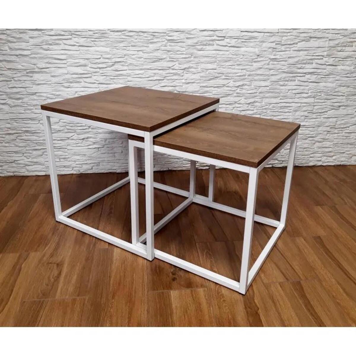 Stolik kawowy 2w1 CUBE orzech/biały