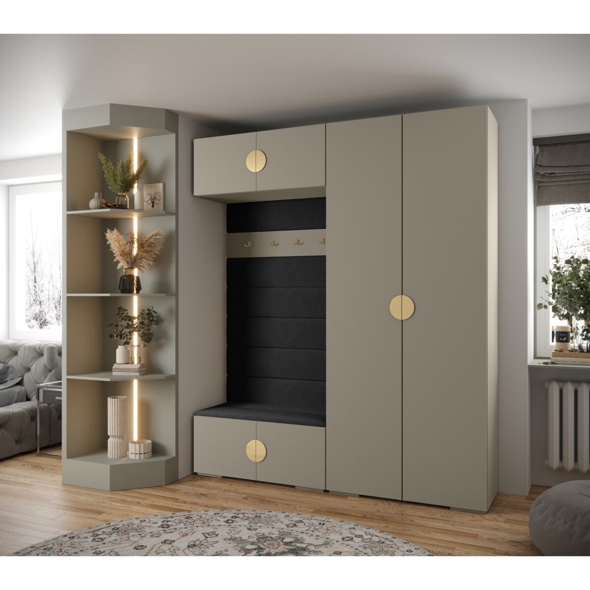 Garderoba do przedpokoju INOVA 4 Z18 kaszmir+złoty+manila18