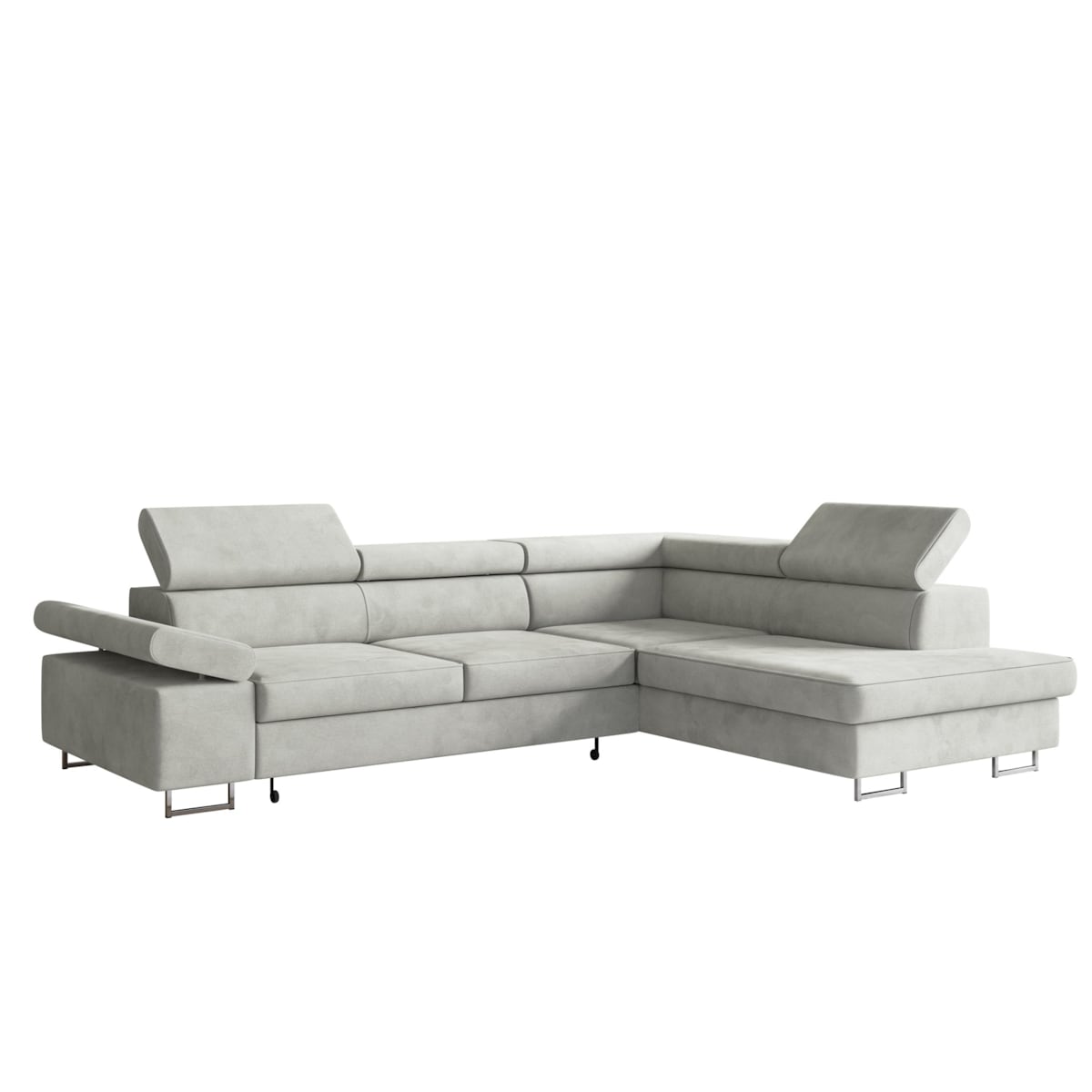 Narożnik ALEX z regulowanymi zagłówkami, prawostronny-Matt Velvet szary