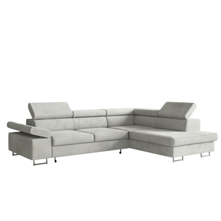 Narożnik ALEX z regulowanymi zagłówkami, prawostronny-Matt Velvet szary