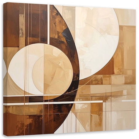 Obraz do salonu sypialni kuchni, Abstrakcyjne koła kształty w odcieniach beżu i brązu