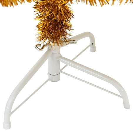 vidaXL Sztuczna choinka połówka ze stojakiem, złota, 150 cm, PET