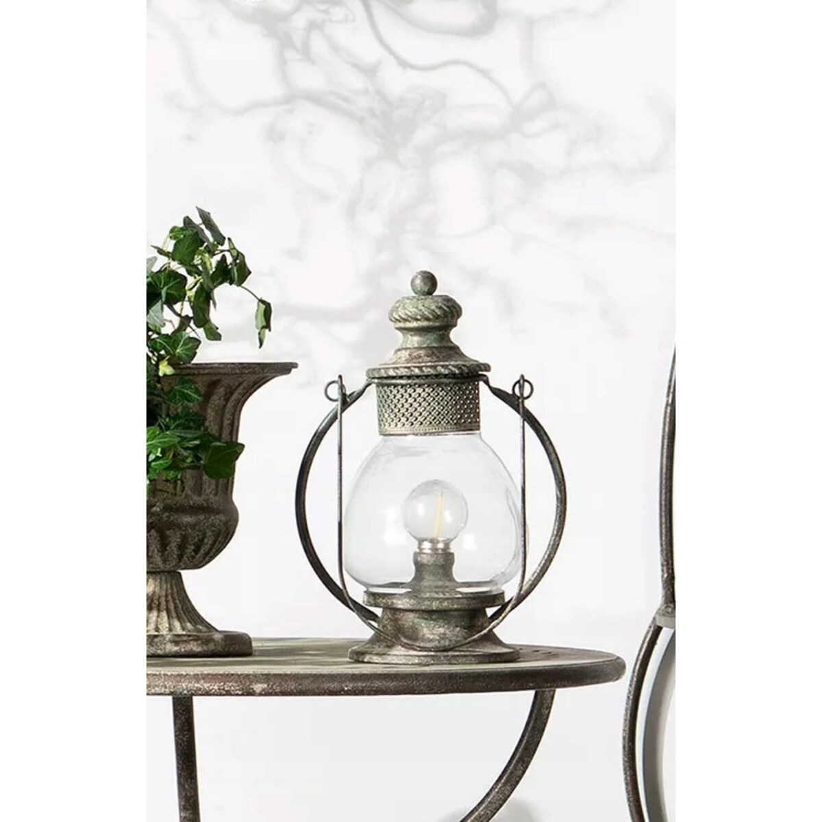 LAMPION LATARNIA LED RETRO METALOWY SZKLANY ŚWIĄTECZNY DO SALONU DOMU