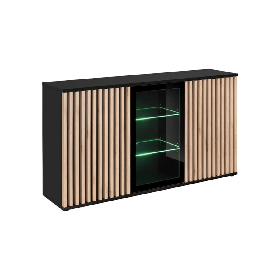 Komoda CAMERON 160 LED hickory jackson/czarna