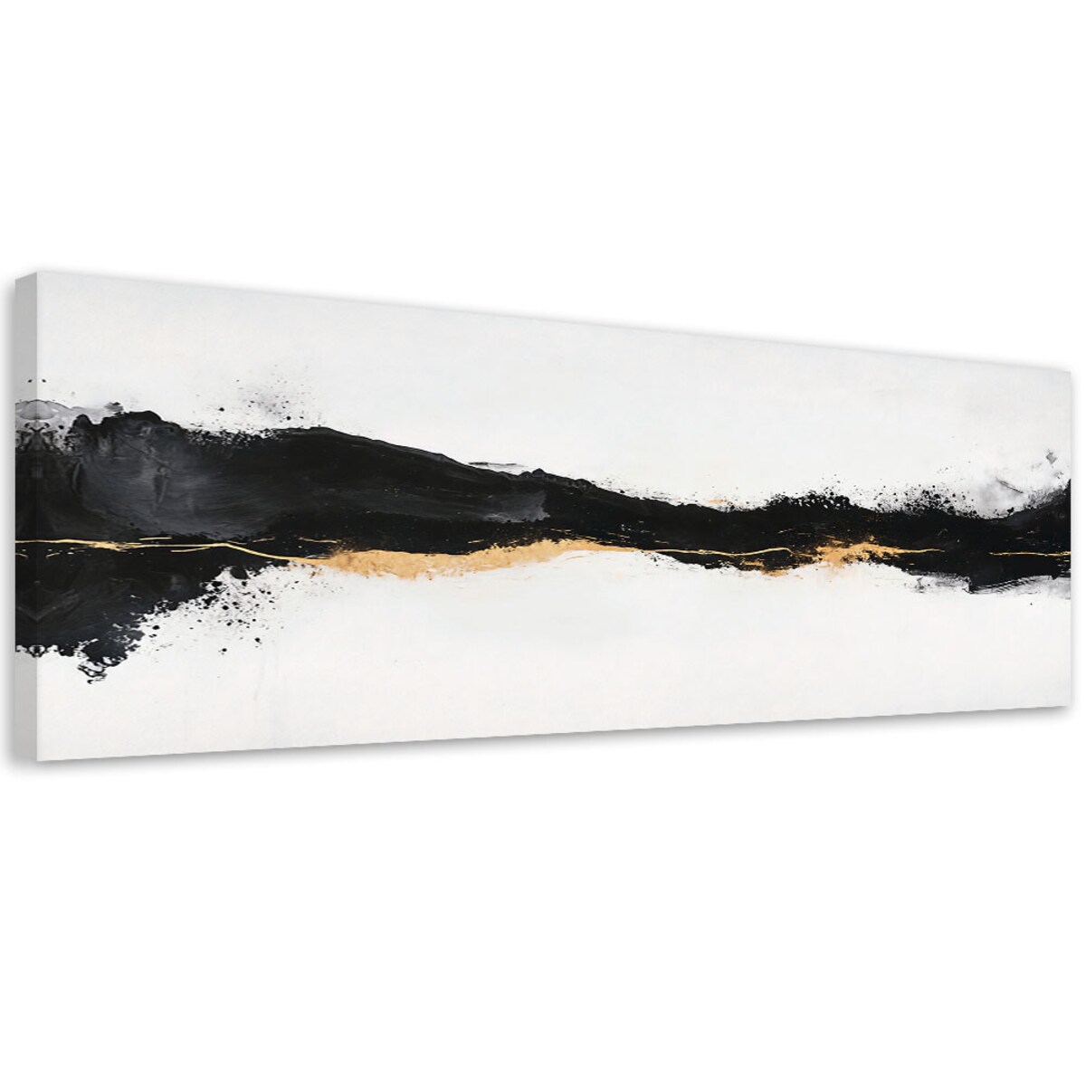 Feeby Obraz nowoczesny, Abstrakcja Minimalizm Złoty Czarny 120x40