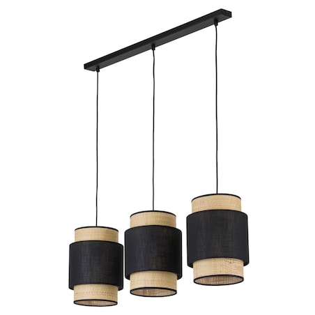 Lampa zwieszana potrójna na listwie Boho 5658 TK Lighting czarna słomkowa