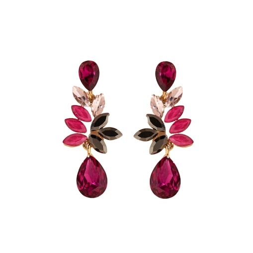 ZŁOTE wiszące kolczyki różowe fuksja malinowe żywe kolory modna biżuteria