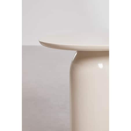 Stolik pomocniczy, Ø45 cm z cementu Layana, kremowy wysoki połysk