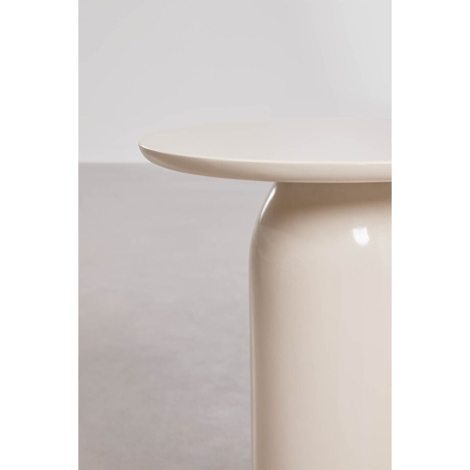 Stolik pomocniczy, Ø45 cm z cementu Layana, kremowy wysoki połysk