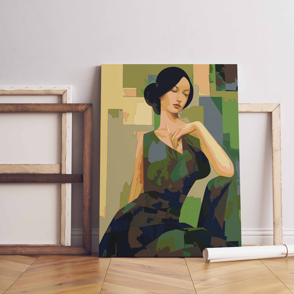 Malowanie po numerach, zestaw DIY – KOBIETA W ZIELENI 40x50 cm- Produkt PL