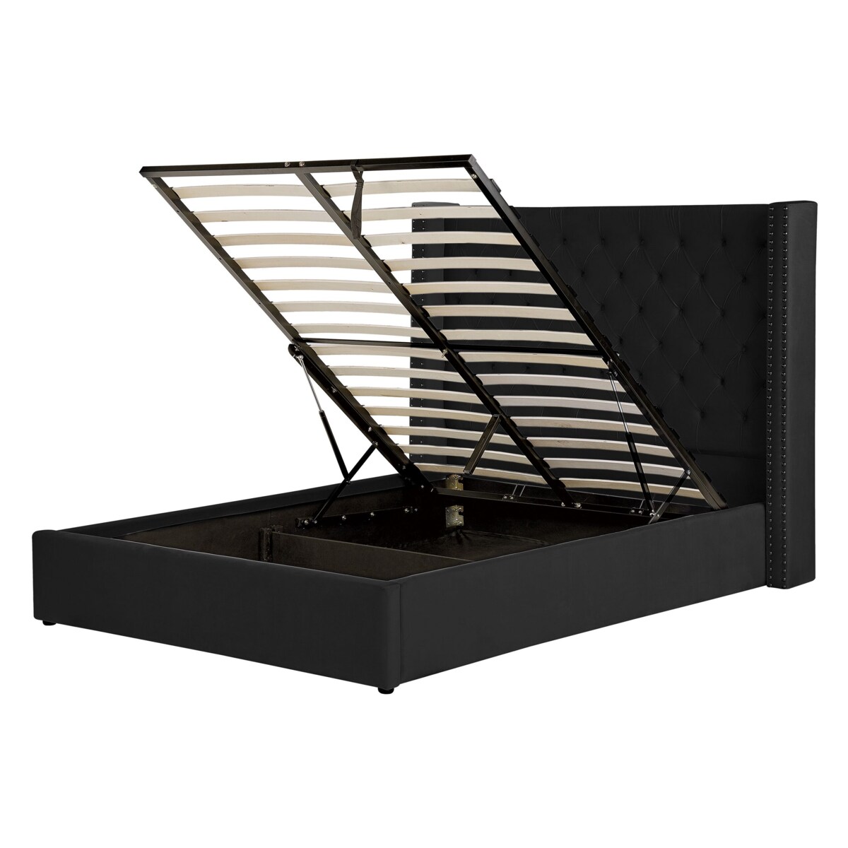 Łóżko z pojemnikiem Welur LUBBON 140 x 200 cm Czarny