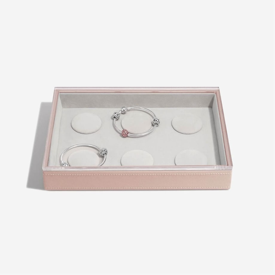 Szkatułka na bransoletki charms Stackers classic jasnoróżowa z pokrywką