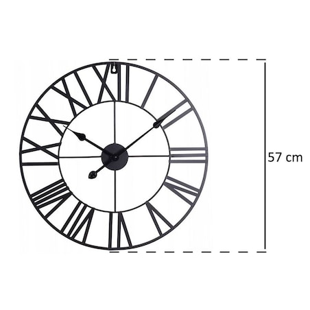 Zegar metalowy VINTAGE z rzymskimi cyframi, Ø 57 cm