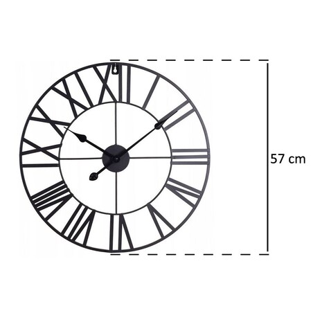 Zegar metalowy VINTAGE z rzymskimi cyframi, Ø 57 cm