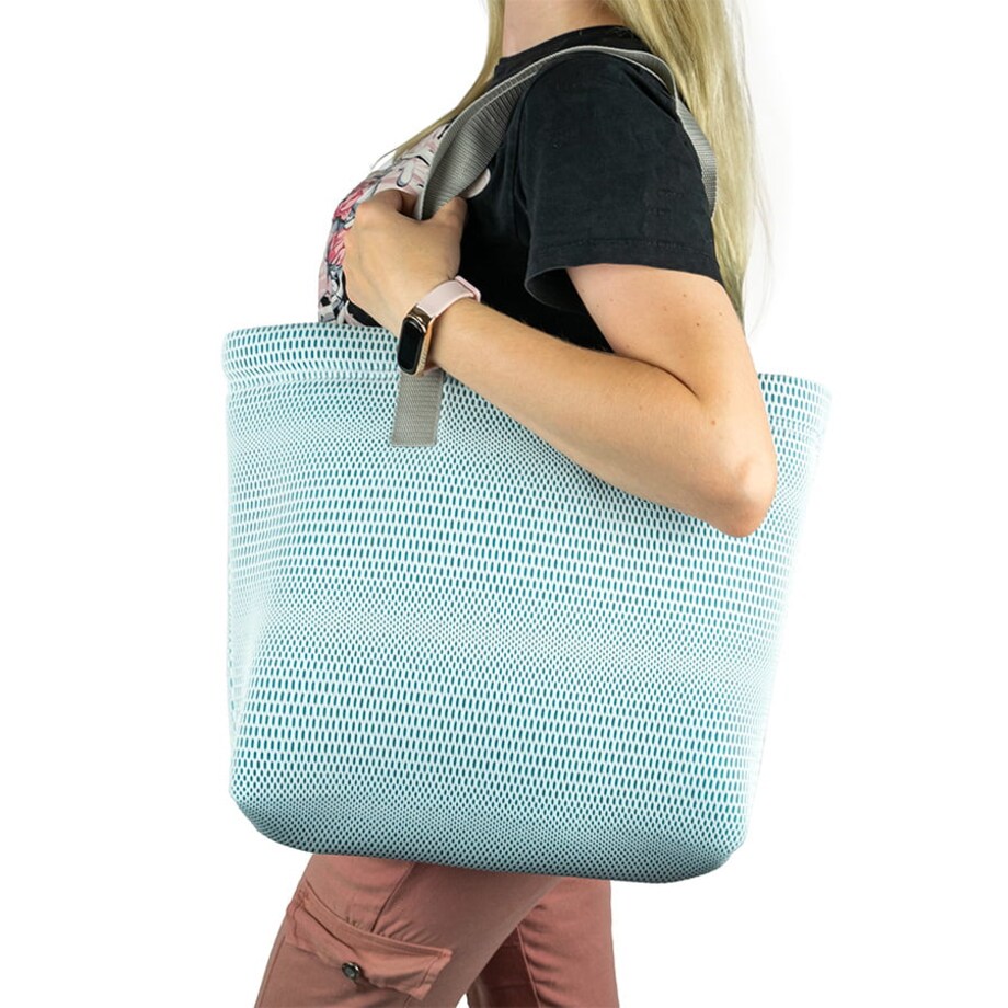 Torba na zakupy niebieska z szarymi uchwytami 45×33 cm