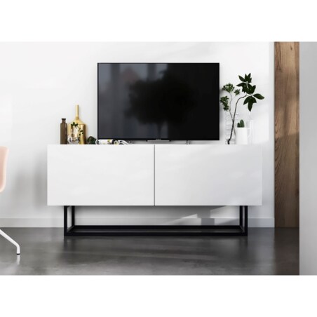 Szafka RTV Loft Industrialna Komoda RTV Biały MAT 120 cm