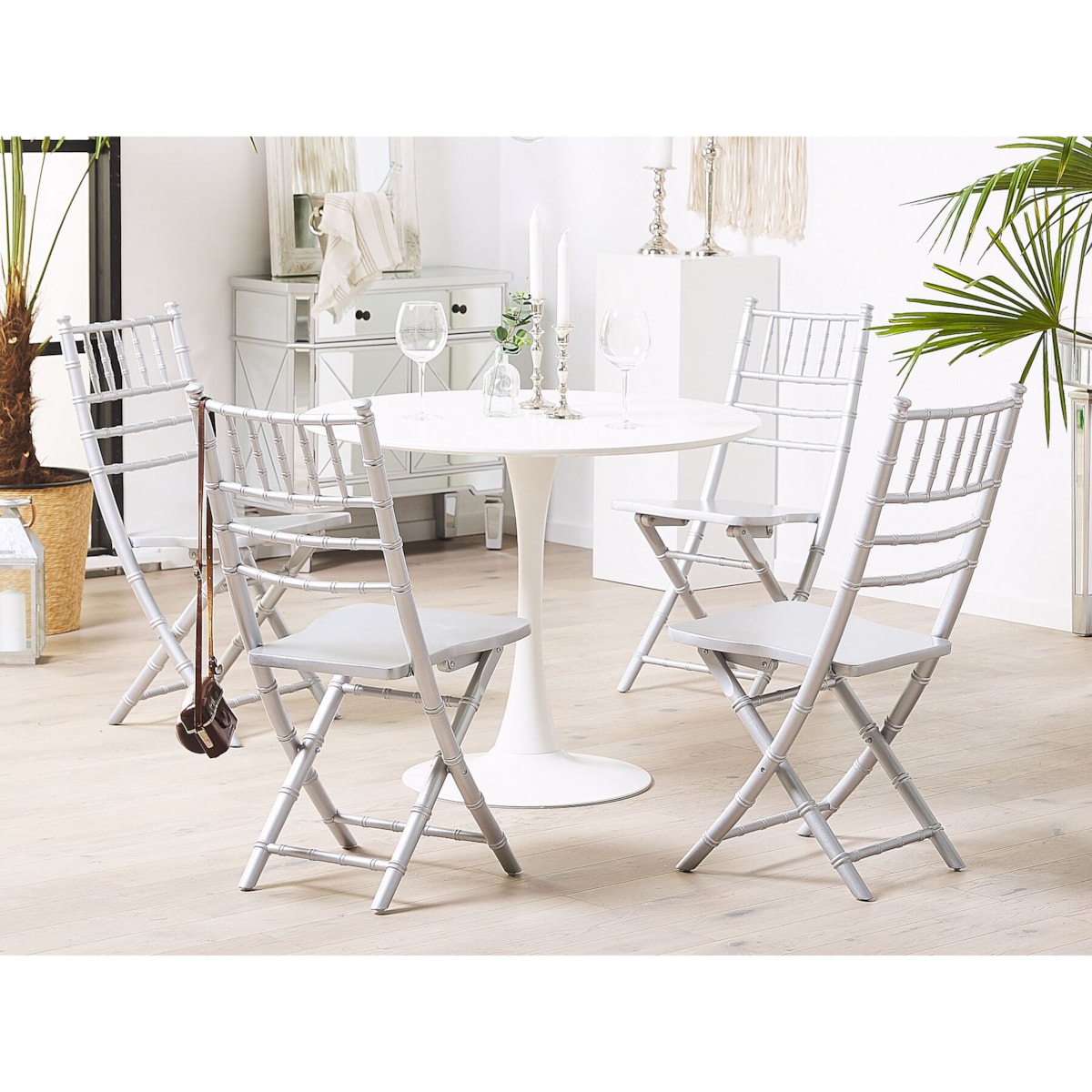 Zestaw 4 krzeseł drewniany srebrny MACHIAS