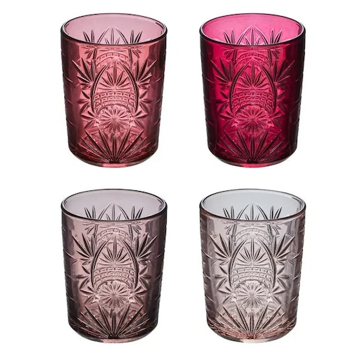 Komplet 4 szklanek, 350 ml, Ayla, odcienie różu