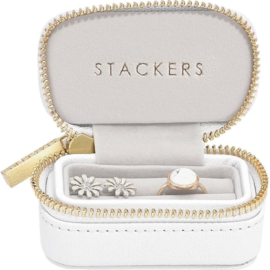 Pudełko na pierścionki z zapięciem do obroży psa Stackers Pebble mini białe