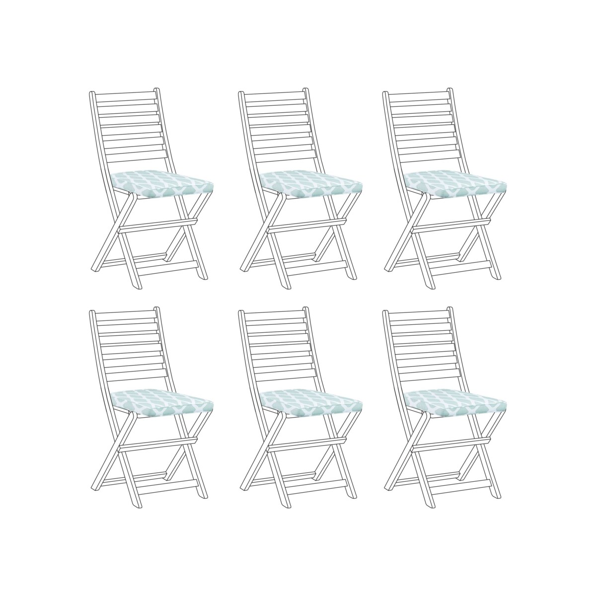 Zestaw 6 poduszek na krzesła ogrodowe w romby zielono-biały TOLVE