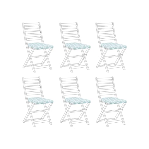 Zestaw 6 poduszek na krzesła ogrodowe w romby zielono-biały TOLVE