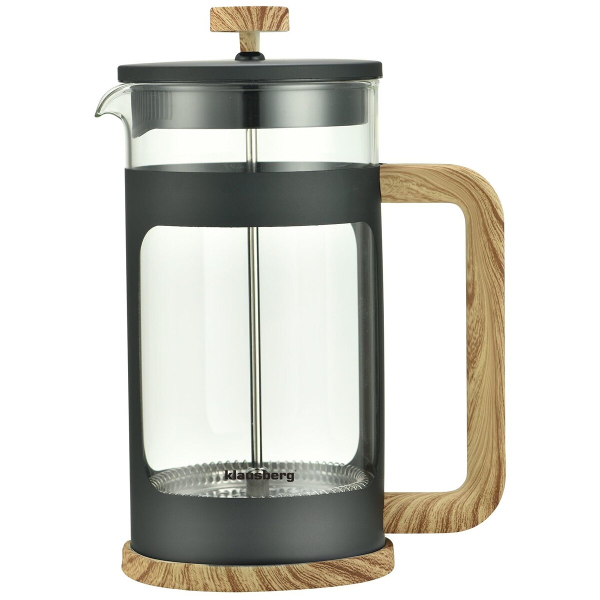 Zaparzacz do kawy herbaty 1.0L French Press drewniany uchwyt KLAUSBERG