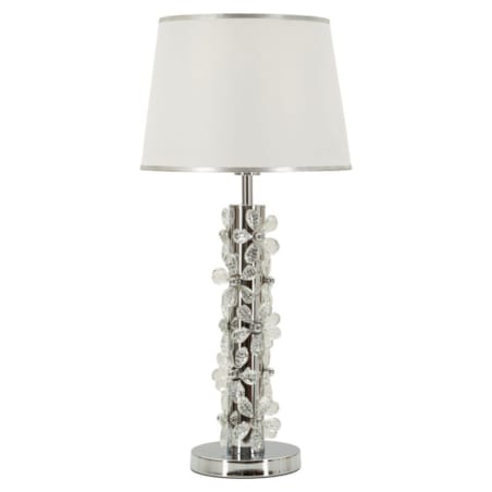 Lampa stołowa Flower, kolor srebrny i biały, żelazo i metal, 35 x 35 x 74 cm, 1 x E27, max. 40 W, motyw: kwiaty, styl glamour, Mauro Ferretti