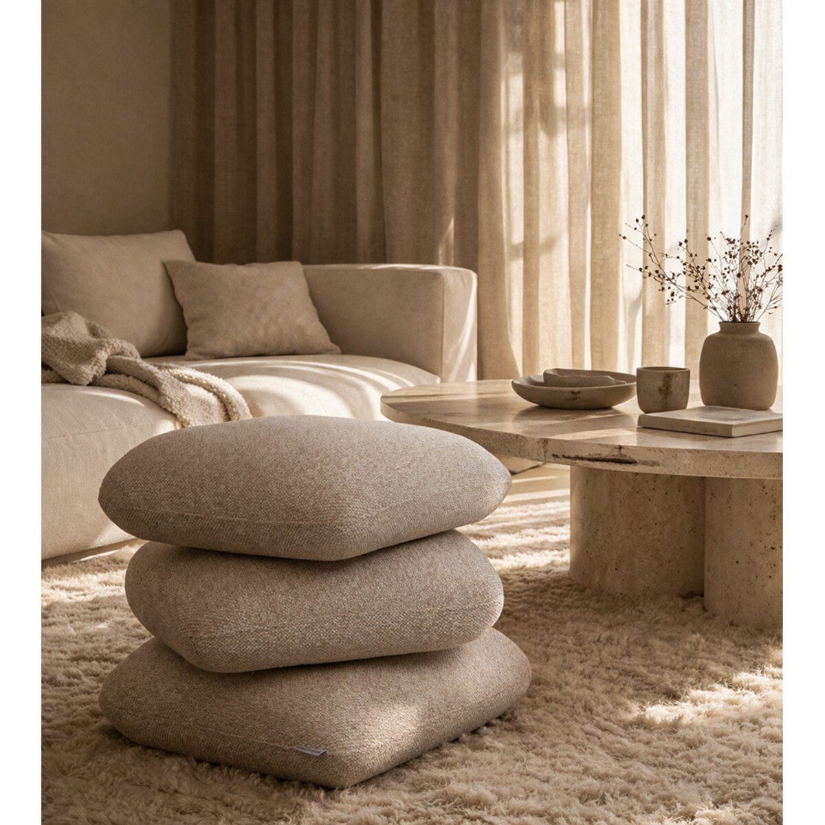 Pufa STONES beżowa