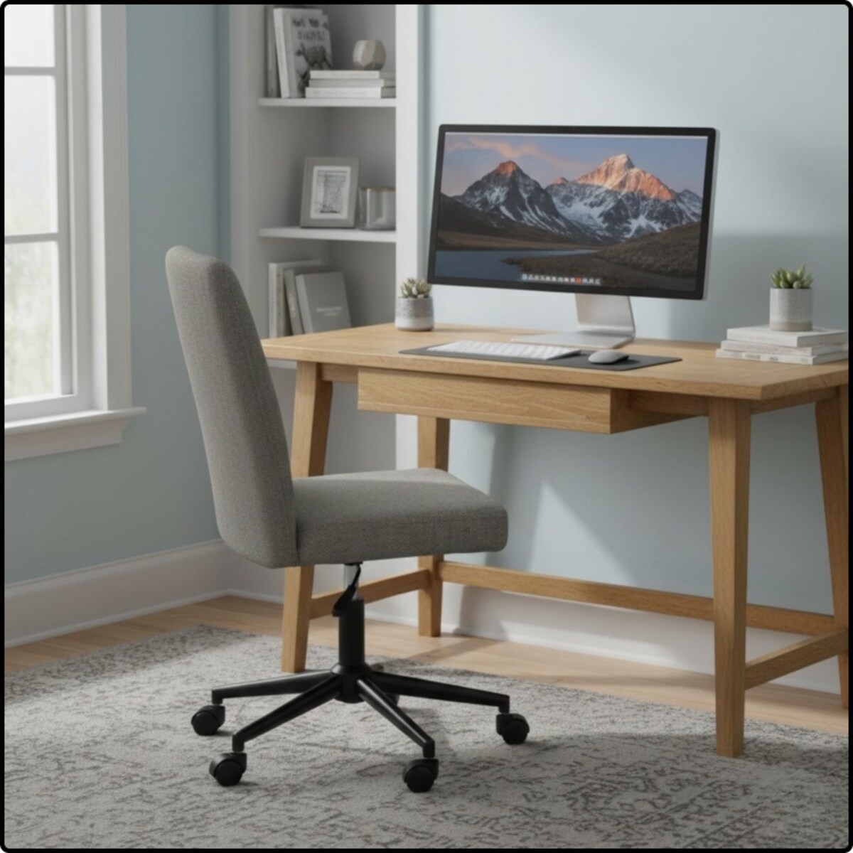 Fotel biurowy obrotowy krzesło biurowe wygodny do biurka regulowany szary welurowy