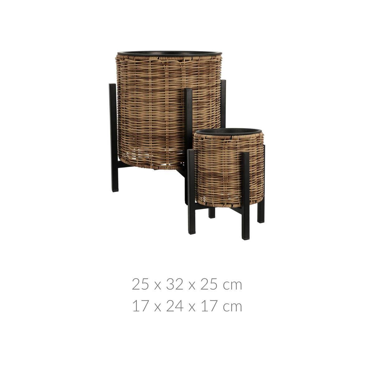 Doniczki na nóżkach, osłonki z technorattanu, 2 sztuki