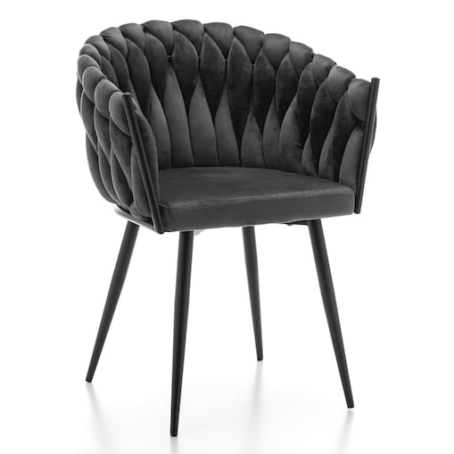 Krzesło tapicerowane plecione glamour salon welurowe LATINA szara
