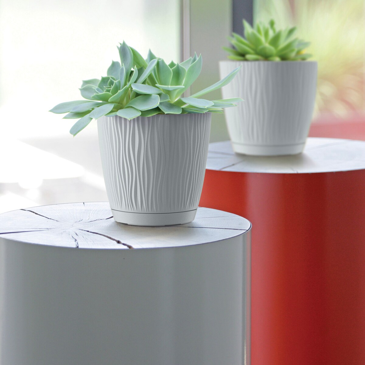 Doniczka Okrągła Z Podstawką Na Kwiaty Zestaw