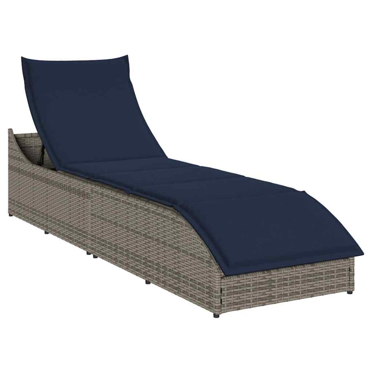 vidaXL Składany leżak z poduszką i schowkiem Szary polirattan