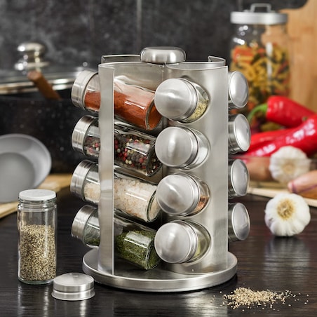 Zestaw pojemników na przyprawy 17 elementów przyprawnik KINGHOFF