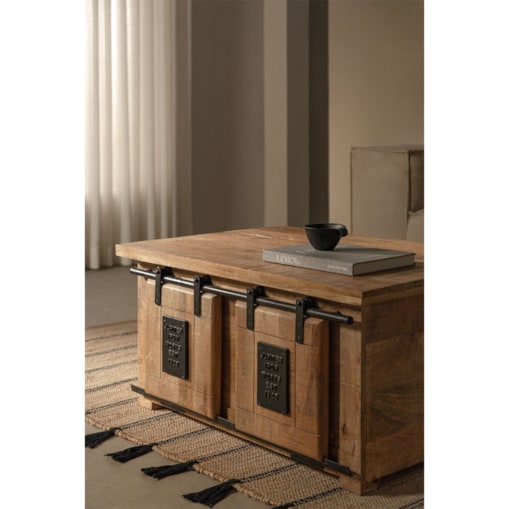 Stolik kawowy z drewna mango ze schowkiem Elei