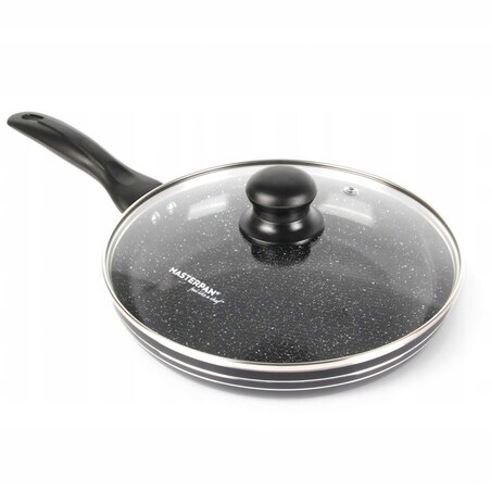 Patelnia Granitowa Pokrywka 18 Cm Plaster Miodu Indukcja Gaz 0.6L Wysoka 4.0