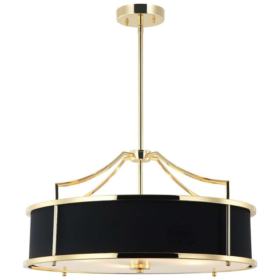 LAMPA wisząca Stanza Gold Nero M Orlicki Design okrągła OPRAWA w stylu klasycznym abażurowa czarna złota