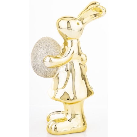 Dekoracja - złota króliczka z pisanką 18,5x8x10 cm