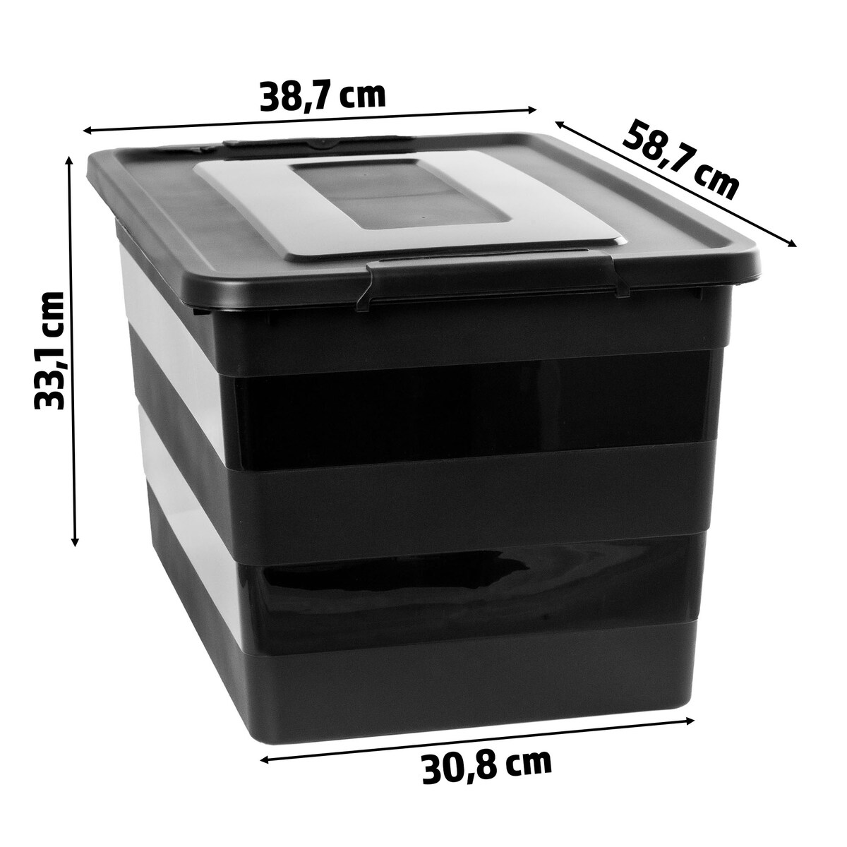 Pojemnik Plastikowy Pudełko Plastikowe Z Pokrywką Na Kółkach Box Czarny 55L