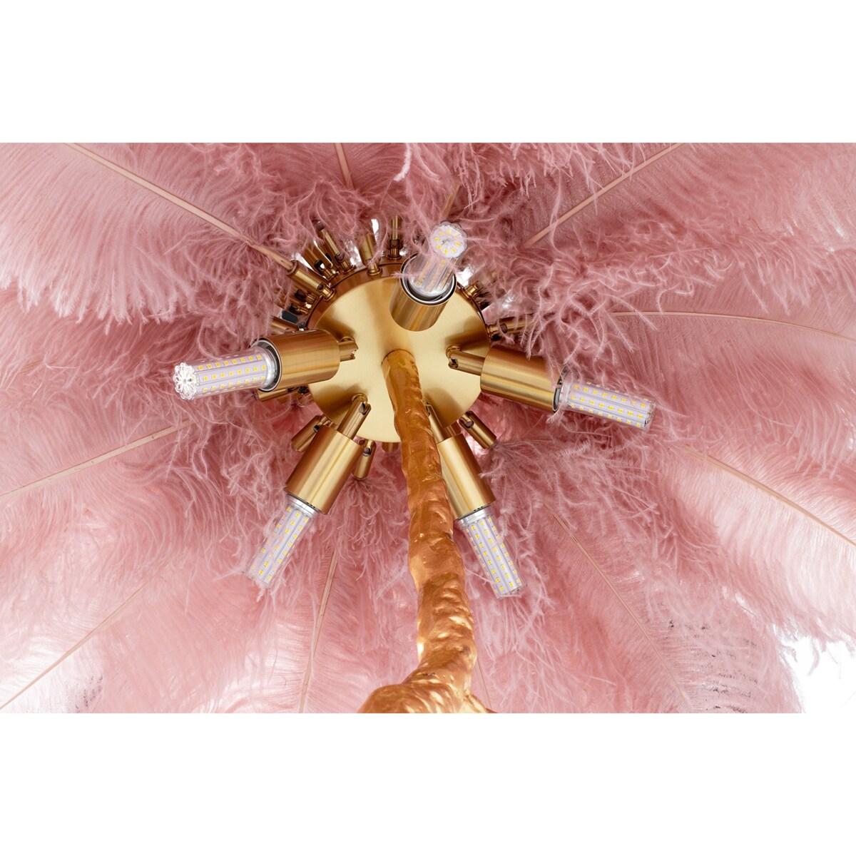 Podłogowa lampa Tiffany JL0019.PINK drzewo różowe złote