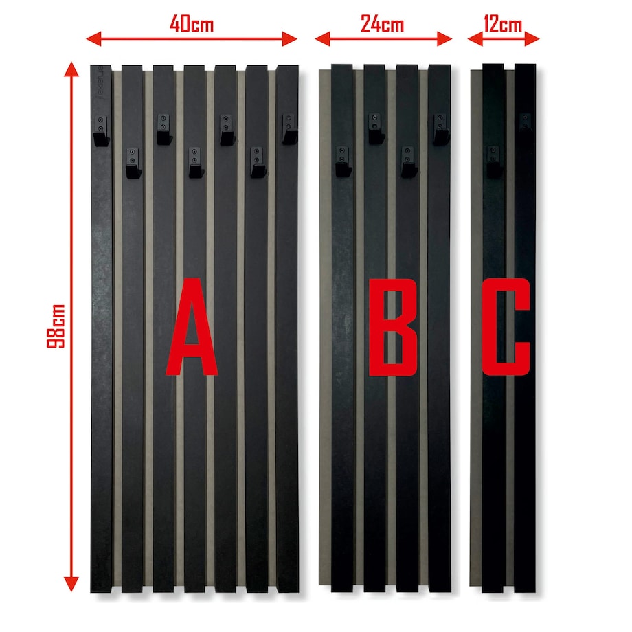 Drewniany wieszak na ubrania Lamele 98cm moduł 40cm czarny