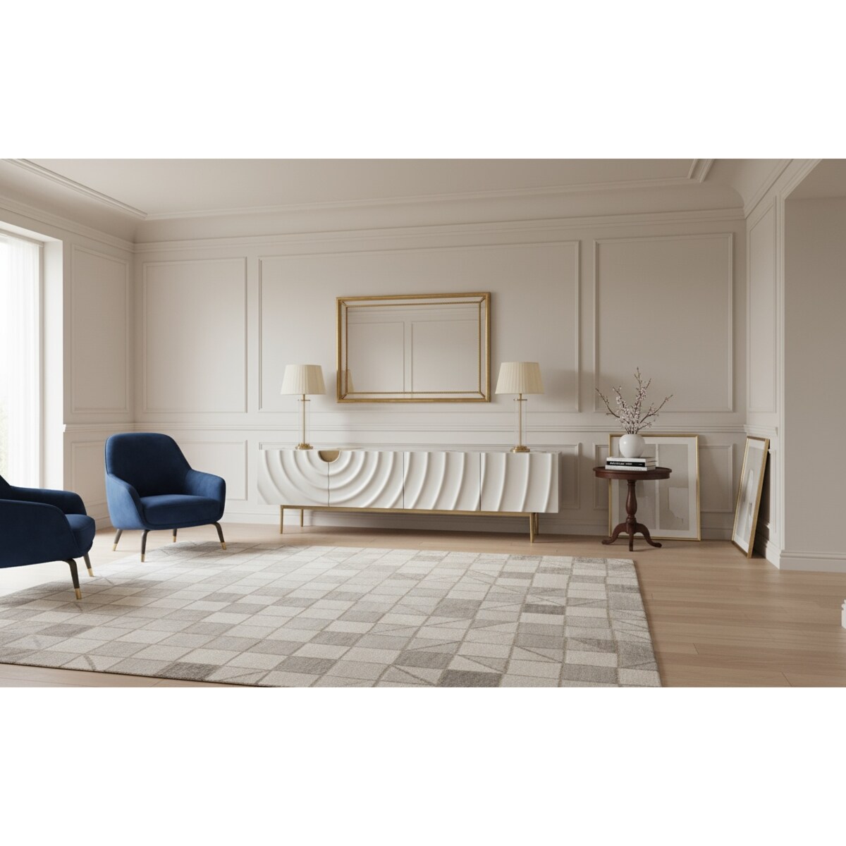 Szafka RTV złota Primavera Glamour Premium 200x40x50