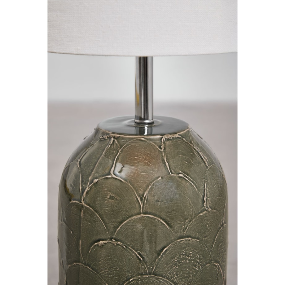 Lampa podłogowa z ceramiki i lnu Canela wojskowa zieleń