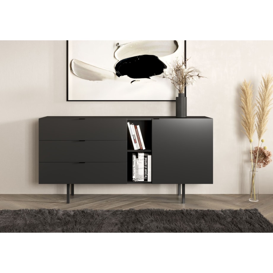 Czarna komoda z szufladami Skandica MYWAY / szer. 160 cm